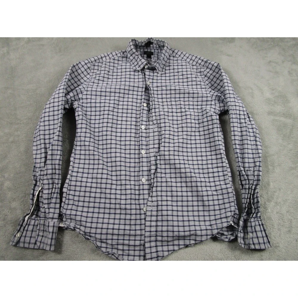 J Crew Shirt Mens Medium‎ Gray Checked Slim Fit Button Down Preppy Long Sleeve